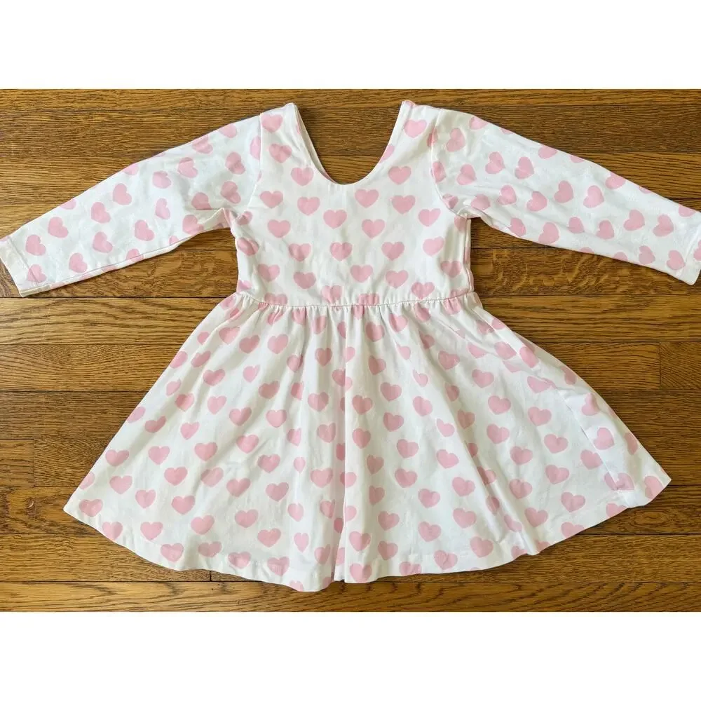 Monica + Andy Girls' Heart Print Skater Dress Size 3